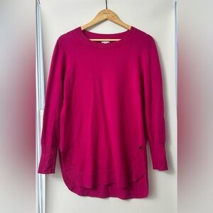 J. Crew Women's Bright Pink Crew Neck Sweater Lightweight Knit Pullover